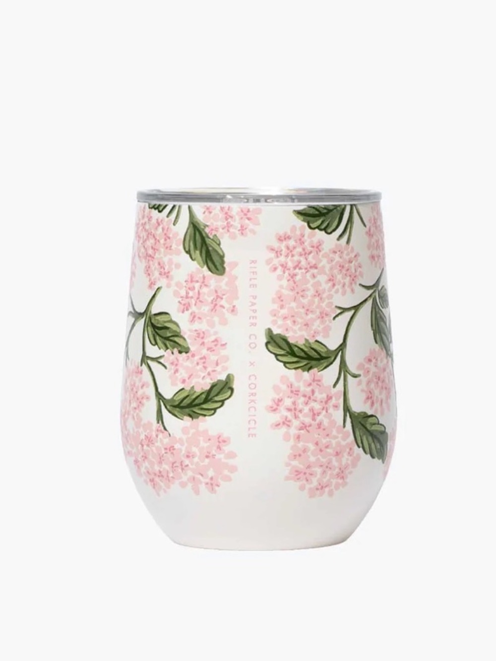 Corkcicle~Pink Hydrangea~Stemless Wine Tumbler
